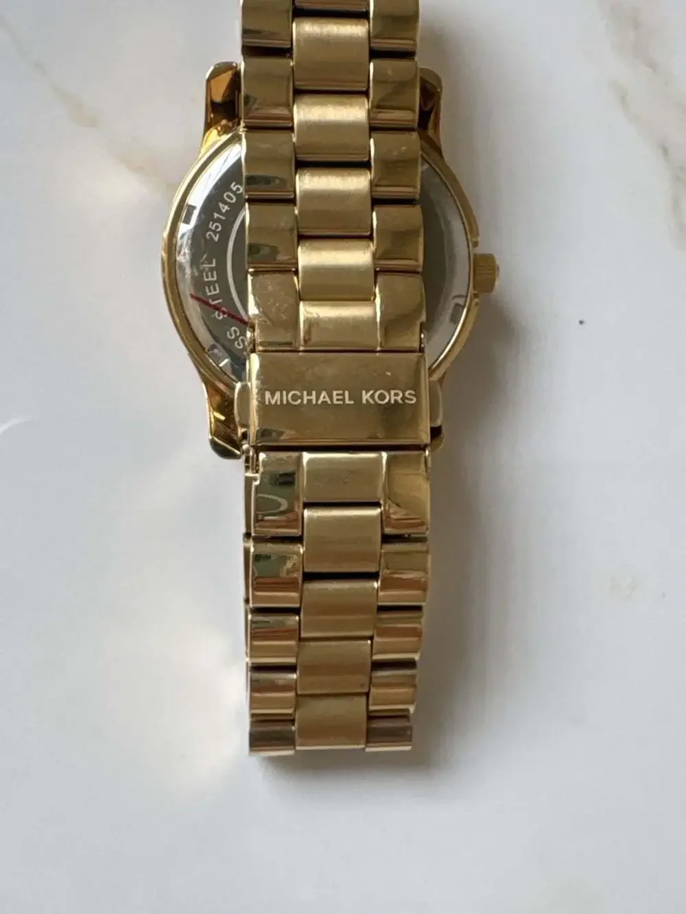 Michael Kors MK5801 Runway Gold Tone Stainless Steel Pink Dial Watch